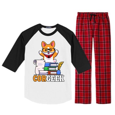 CORGEEK Cute Educated Corgi Raglan Sleeve Pajama Set