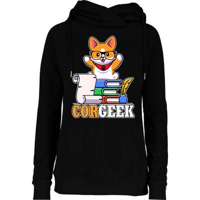 CORGEEK Cute Educated Corgi Womens Funnel Neck Pullover Hood
