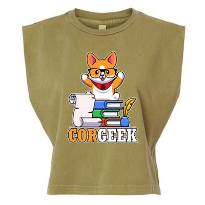 CORGEEK Cute Educated Corgi Garment-Dyed Women's Muscle Tee