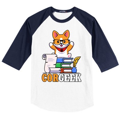 CORGEEK Cute Educated Corgi Baseball Sleeve Shirt