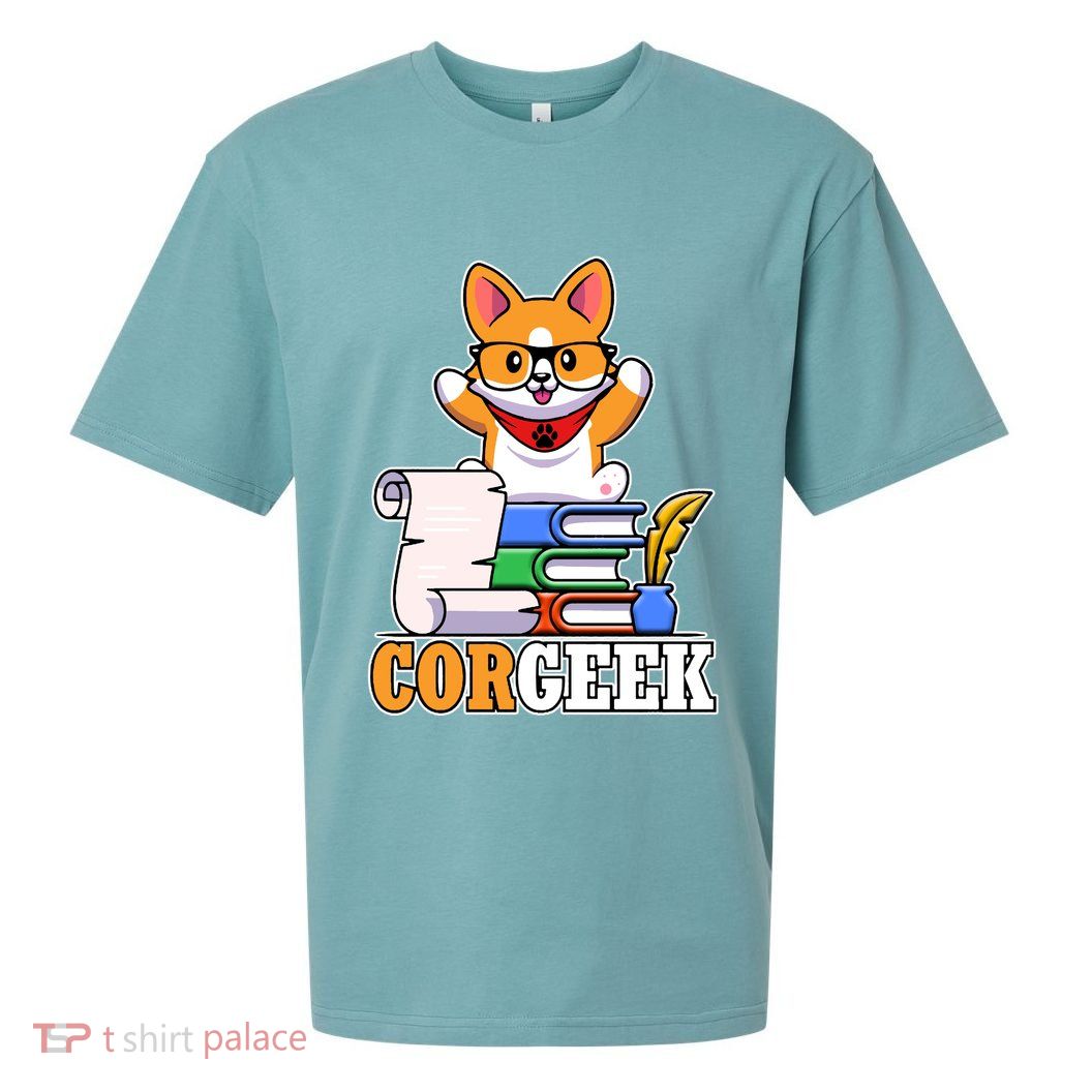 CORGEEK Cute Educated Corgi Sueded Cloud Jersey T-Shirt