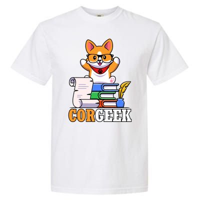 CORGEEK Cute Educated Corgi Garment-Dyed Heavyweight T-Shirt