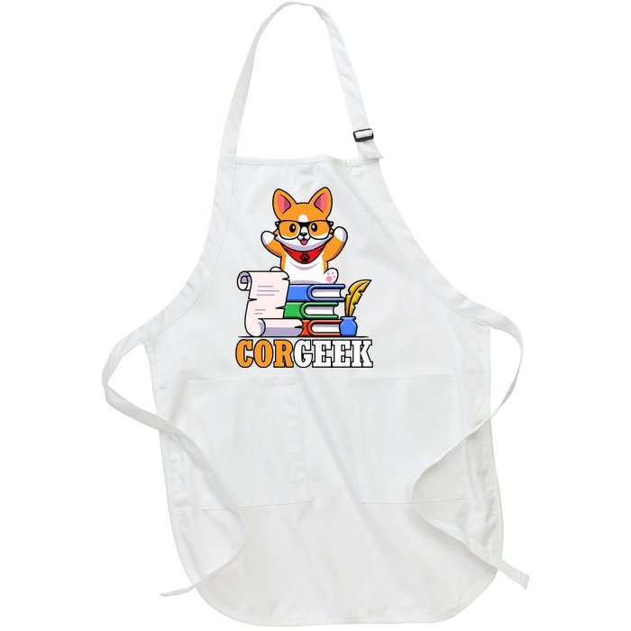 CORGEEK Cute Educated Corgi Full-Length Apron With Pockets