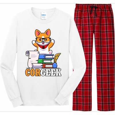 CORGEEK Cute Educated Corgi Long Sleeve Pajama Set