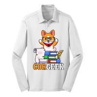 CORGEEK Cute Educated Corgi Silk Touch Performance Long Sleeve Polo