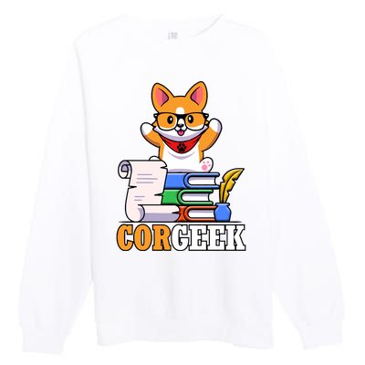 CORGEEK Cute Educated Corgi Premium Crewneck Sweatshirt