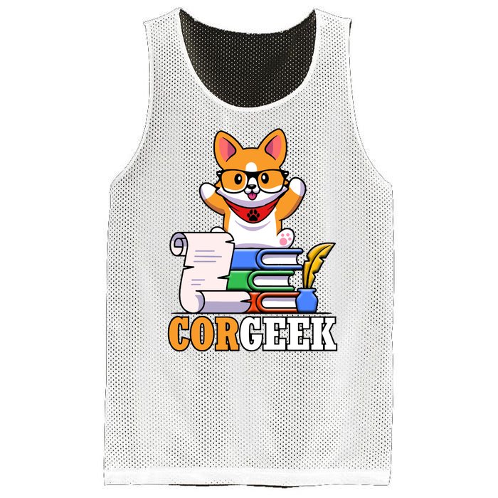 CORGEEK Cute Educated Corgi Mesh Reversible Basketball Jersey Tank