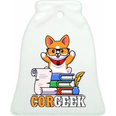 CORGEEK Cute Educated Corgi Ceramic Bell Ornament