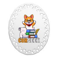 CORGEEK Cute Educated Corgi Ceramic Oval Ornament