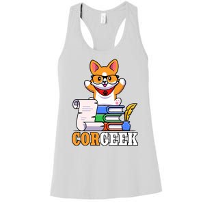 CORGEEK Cute Educated Corgi Women's Racerback Tank