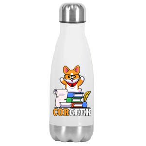 CORGEEK Cute Educated Corgi Stainless Steel Insulated Water Bottle