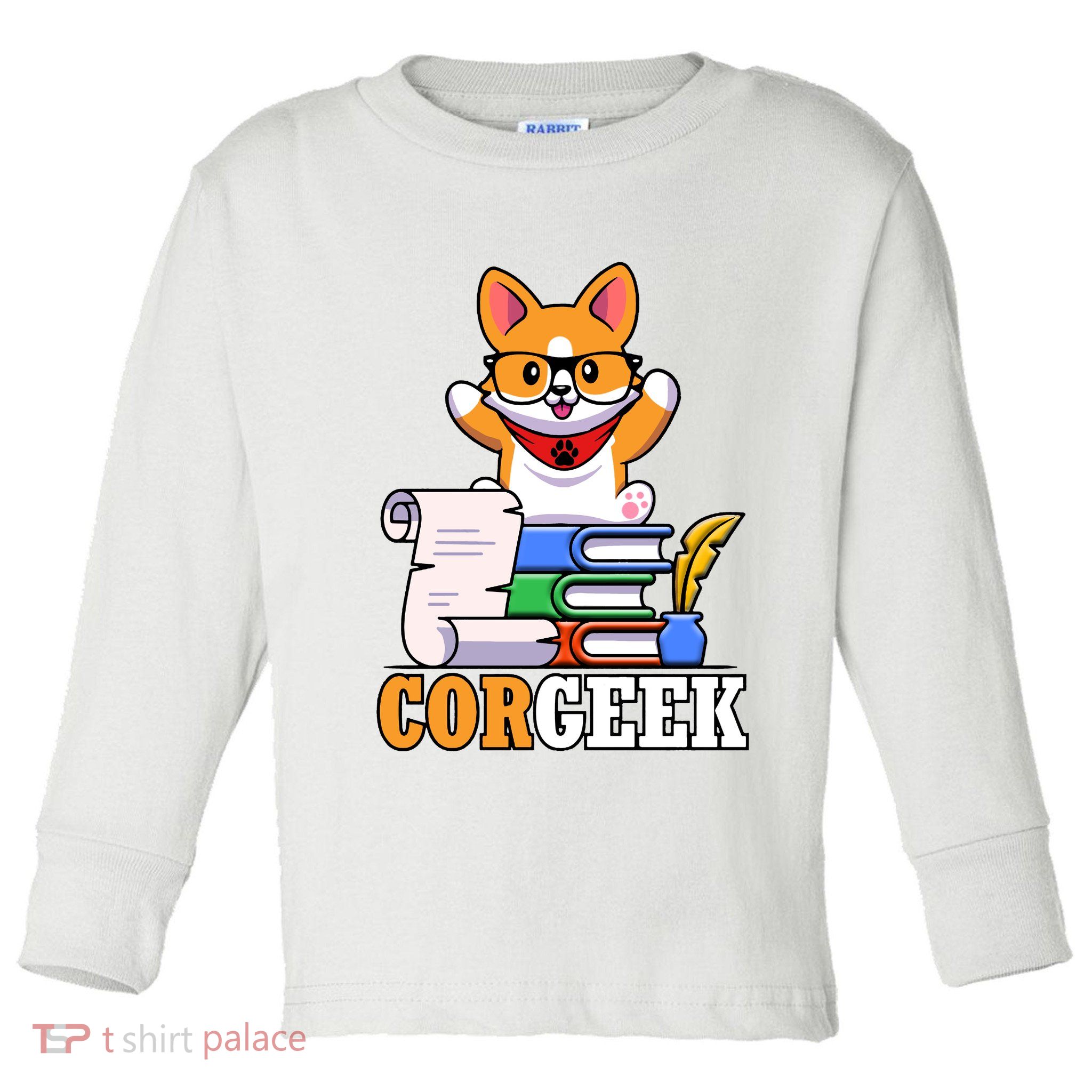 CORGEEK Cute Educated Corgi Toddler Long Sleeve Shirt