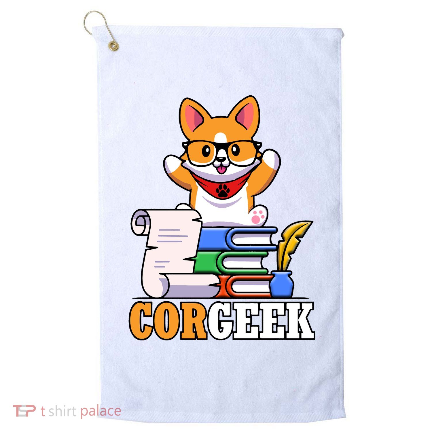 CORGEEK Cute Educated Corgi Golf Towel