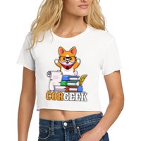CORGEEK Cute Educated Corgi Crop Top