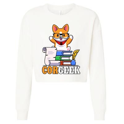 CORGEEK Cute Educated Corgi Cropped Pullover Crew