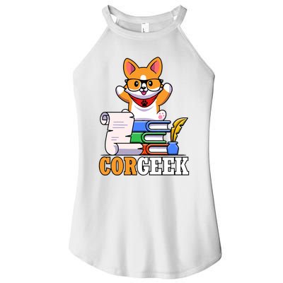 CORGEEK Cute Educated Corgi Women's Perfect Tri Rocker Tank
