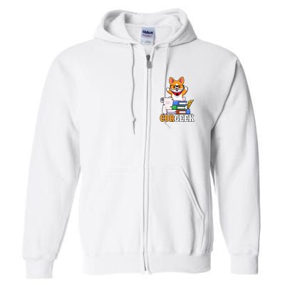 CORGEEK Cute Educated Corgi Full Zip Hoodie
