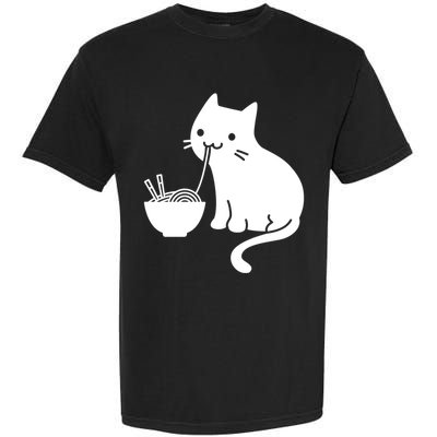 Cute Cat Eating Ramen Garment-Dyed Heavyweight T-Shirt