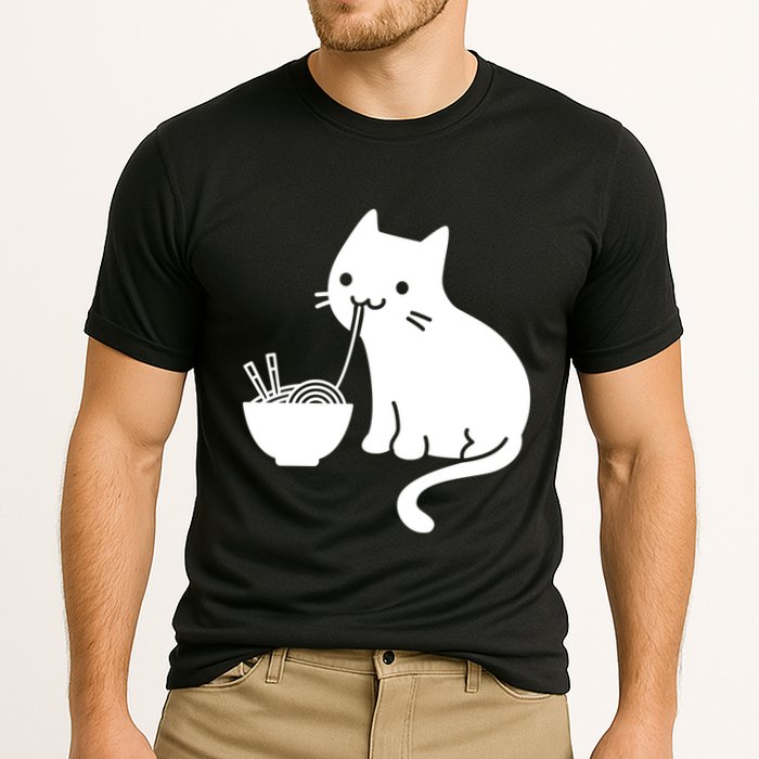 Cute Cat Eating Ramen Cooling Performance Crew T-Shirt
