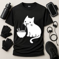 Cute Cat Eating Ramen Cooling Performance Crew T-Shirt