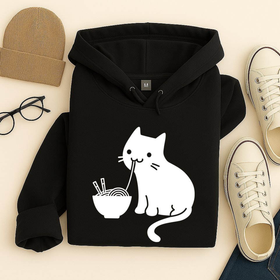 Cute Cat Eating Ramen Hoodie