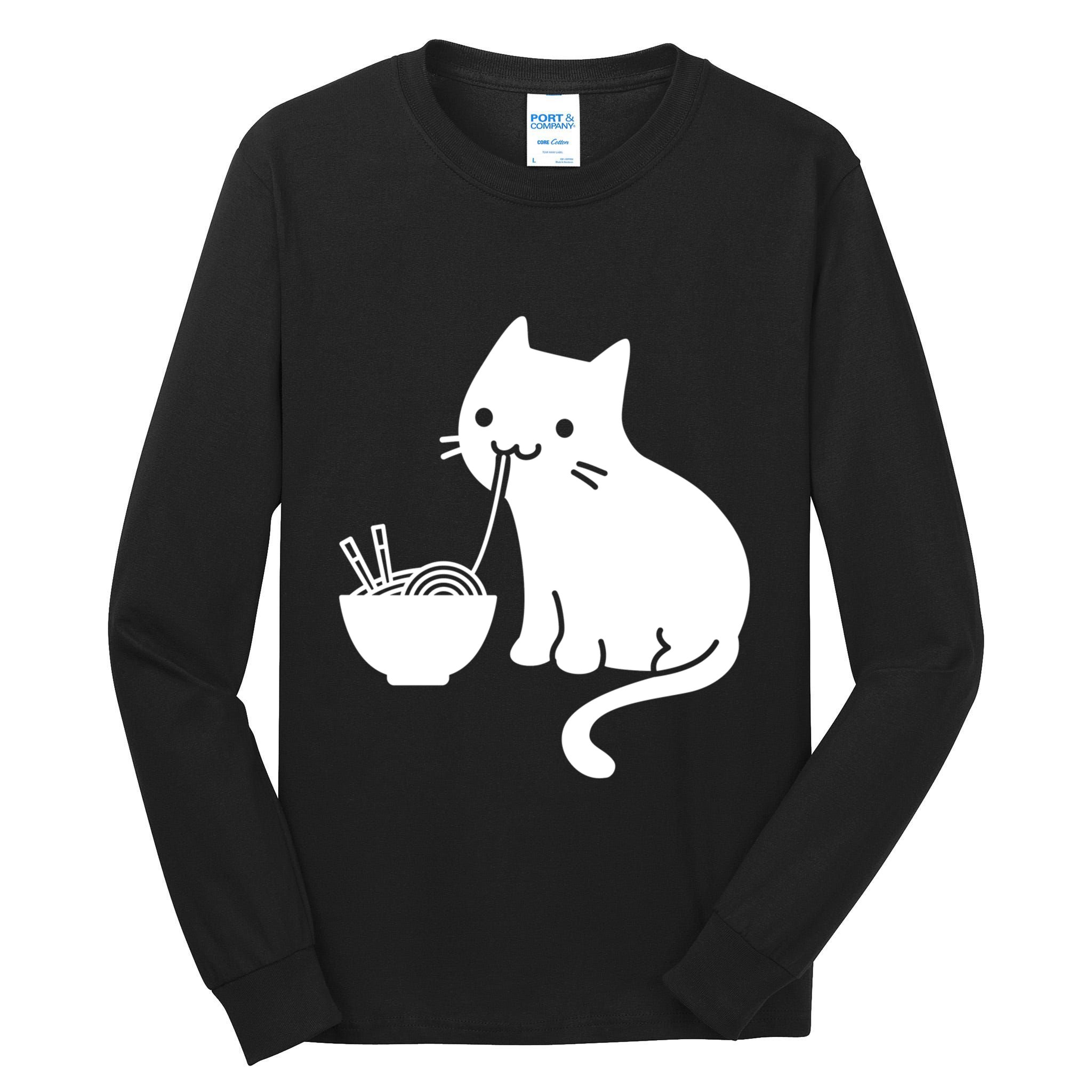 Cute Cat Eating Ramen Tall Long Sleeve T-Shirt