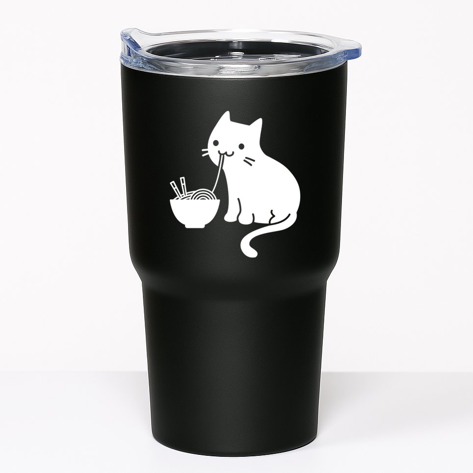 Cute Cat Eating Ramen Tumbler