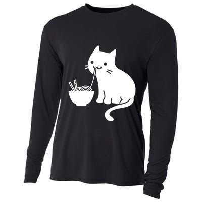 Cute Cat Eating Ramen Cooling Performance Long Sleeve Crew