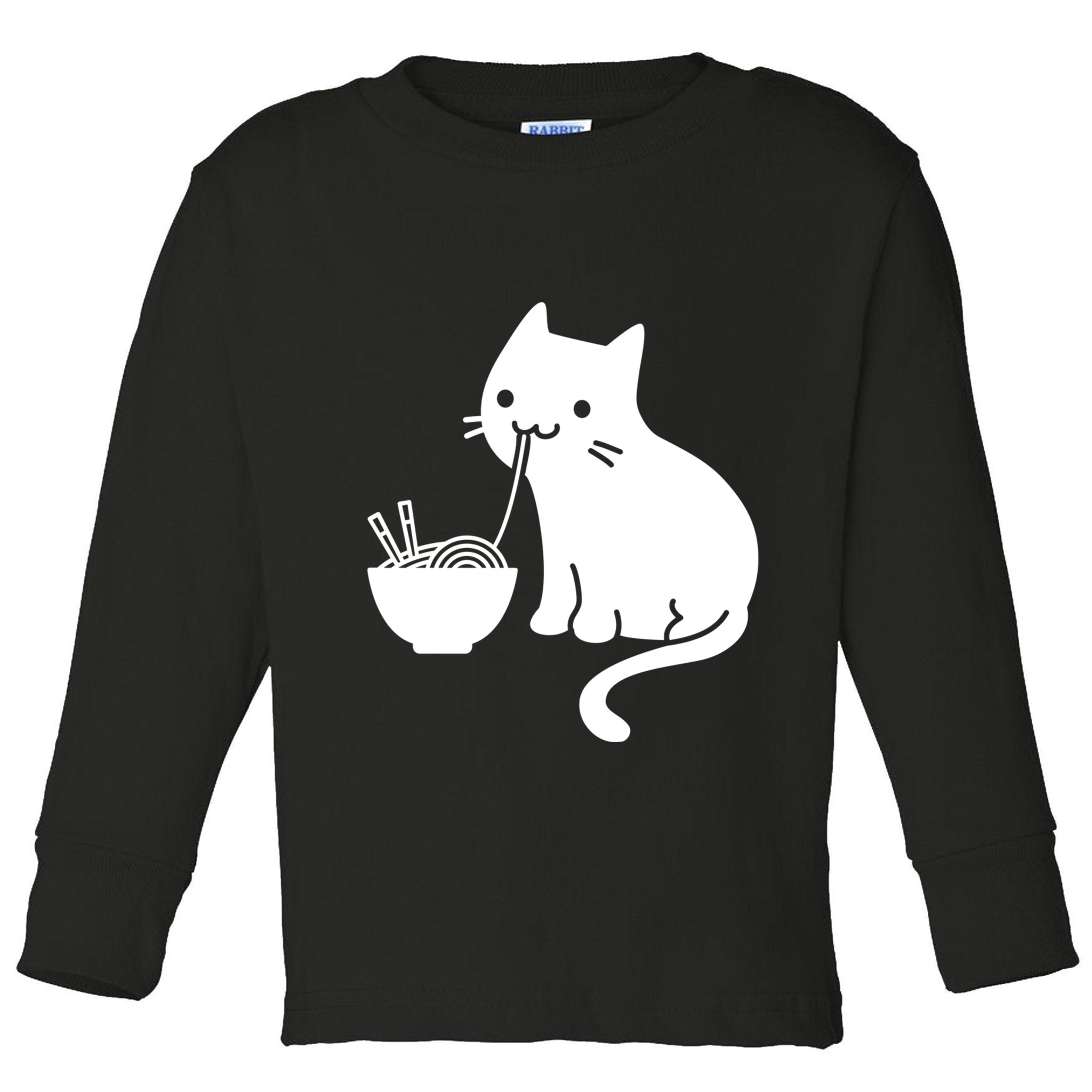 Cute Cat Eating Ramen Toddler Long Sleeve Shirt