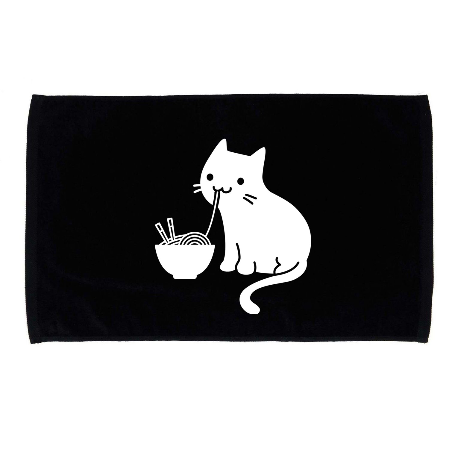 Cute Cat Eating Ramen Microfiber Hand Towel