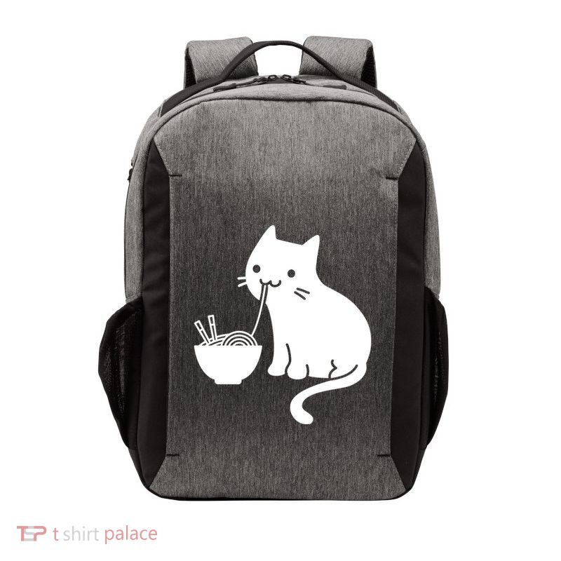 Cute Cat Eating Ramen Vector Backpack