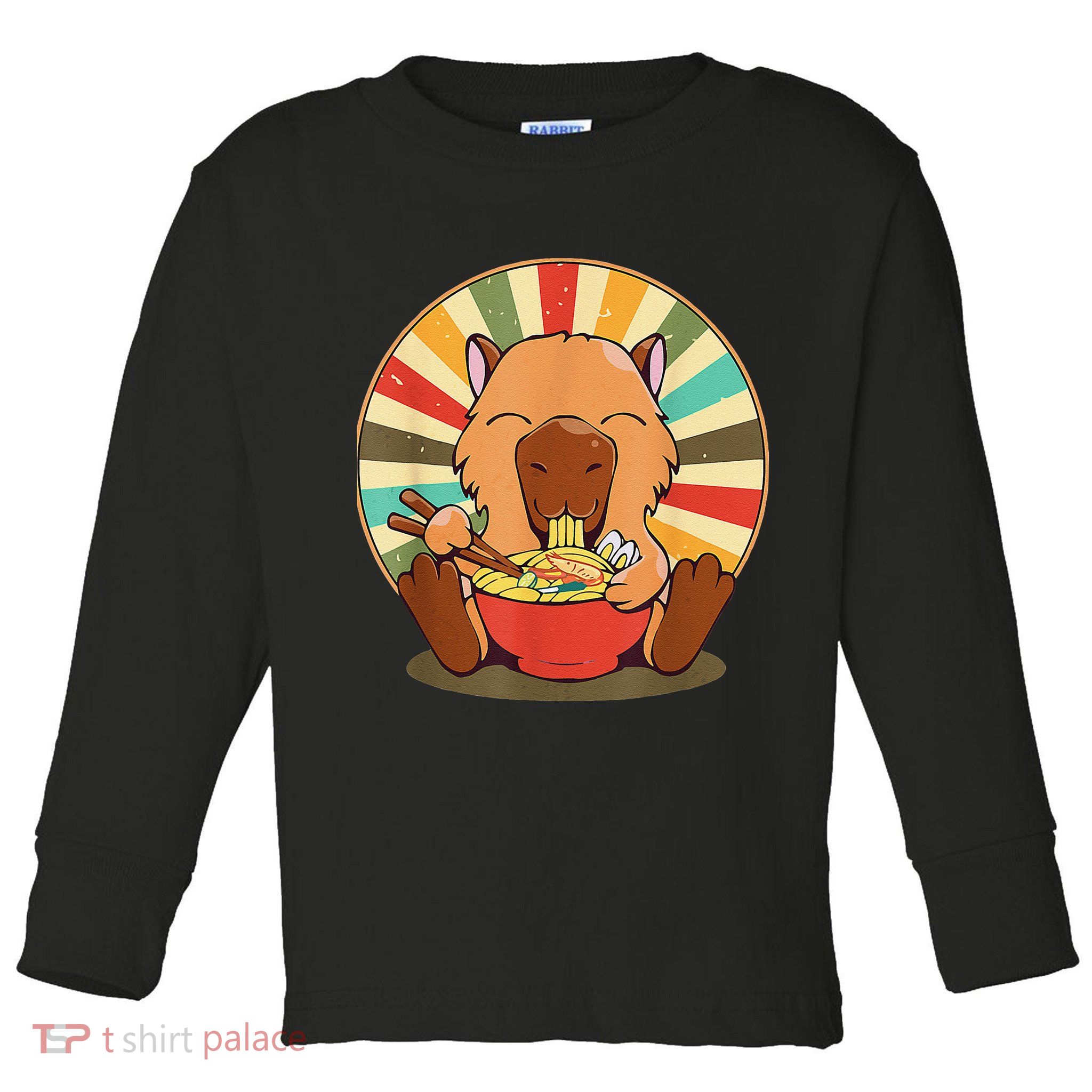 Cute Capybara Eating Ra Funny Animal Anime Manga  Toddler Long Sleeve Shirt