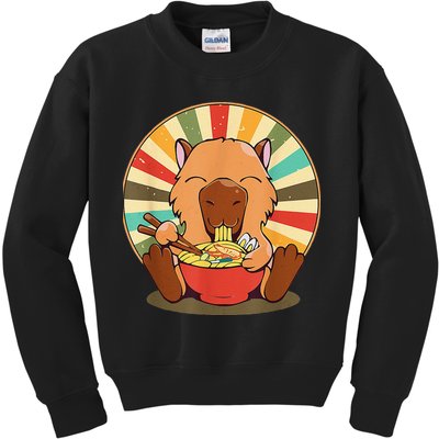 Cute Capybara Eating Ra Funny Animal Anime Manga  Kids Sweatshirt