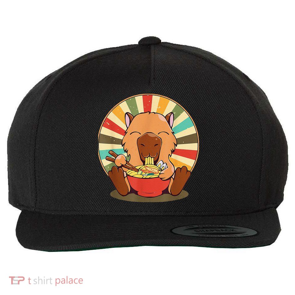 Cute Capybara Eating Ra Funny Animal Anime Manga  Wool Snapback Cap