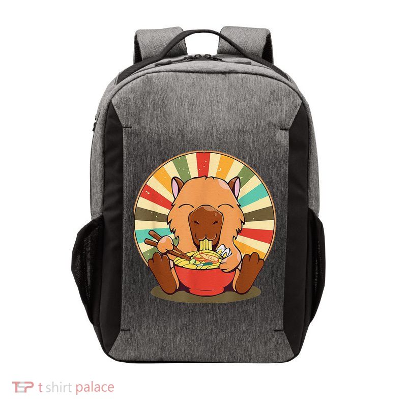 Cute Capybara Eating Ra Funny Animal Anime Manga  Vector Backpack