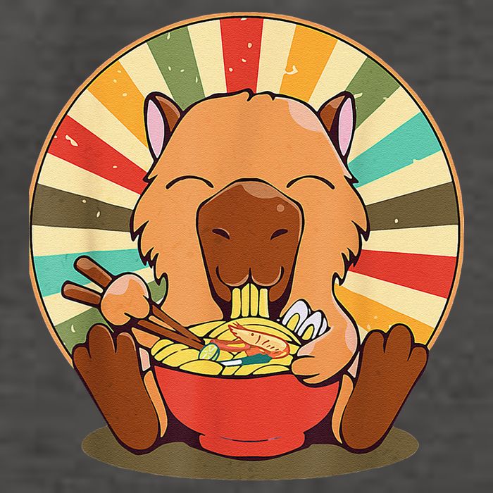 Cute Capybara Eating Ra Funny Animal Anime Manga  Vector Backpack