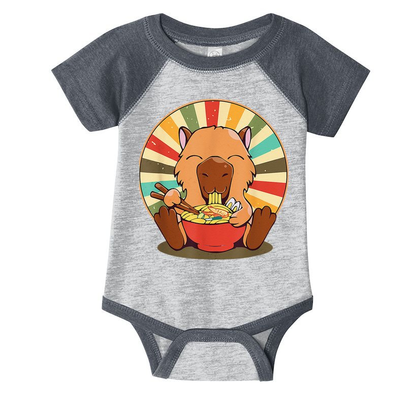 Cute Capybara Eating Ra Funny Animal Anime Manga  Infant Baby Jersey Bodysuit