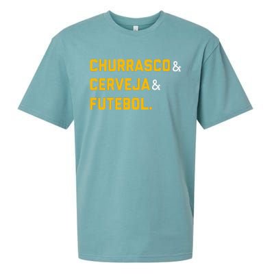 Churrasco Cerveja E Futebol Brazil Soccer Brasil Sueded Cloud Jersey T-Shirt