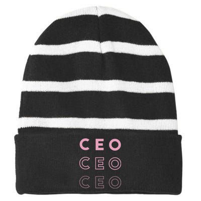 CEO Striped Beanie with Solid Band