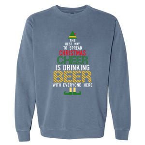 Christmas Cheer Elf Funny Naughty Santa Elf Beer Gift Garment-Dyed Sweatshirt