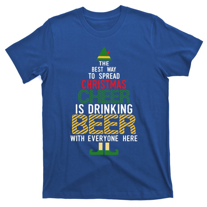 Christmas Cheer Elf Funny Naughty Santa Elf Beer Gift T-Shirt