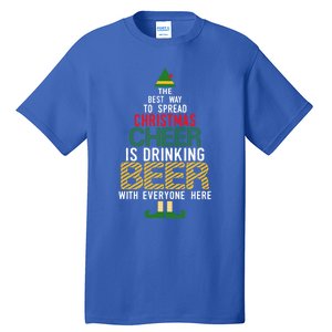 Christmas Cheer Elf Funny Naughty Santa Elf Beer Gift Tall T-Shirt