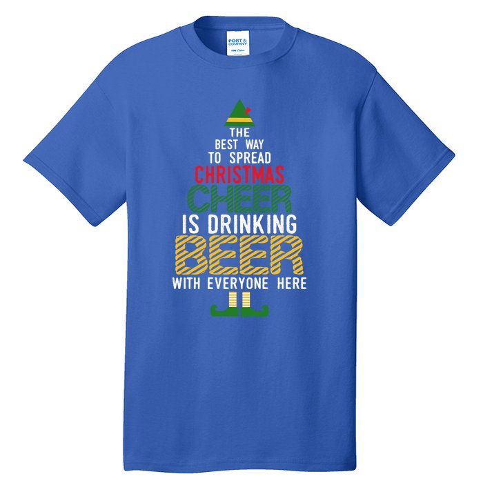 Christmas Cheer Elf Funny Naughty Santa Elf Beer Gift Tall T-Shirt