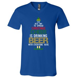 Christmas Cheer Elf Funny Naughty Santa Elf Beer Gift V-Neck T-Shirt