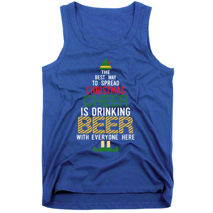 Christmas Cheer Elf Funny Naughty Santa Elf Beer Gift Tank Top