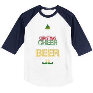 Christmas Cheer Elf Funny Naughty Santa Elf Beer Gift Baseball Sleeve Shirt