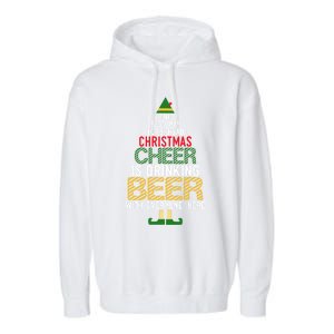 Christmas Cheer Elf Funny Naughty Santa Elf Beer Gift Garment-Dyed Fleece Hoodie