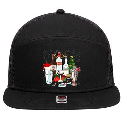 Christmas Cocktail Espresso Martini Ing Party Bartender Gift 7 Panel Mesh Trucker Snapback Hat