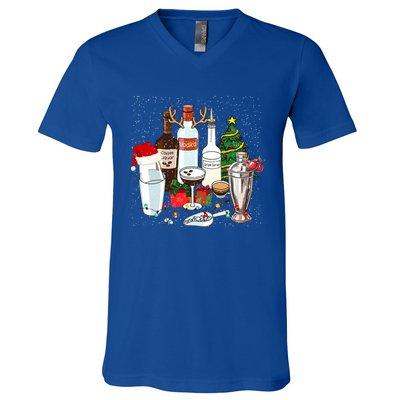 Christmas Cocktail Espresso Martini Ing Party Bartender Gift V-Neck T-Shirt