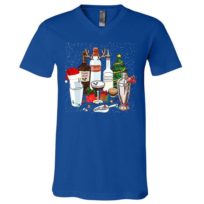 Christmas Cocktail Espresso Martini Ing Party Bartender Gift V-Neck T-Shirt